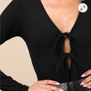 NWT Lulu's Black Long Sleeve Bodysuit